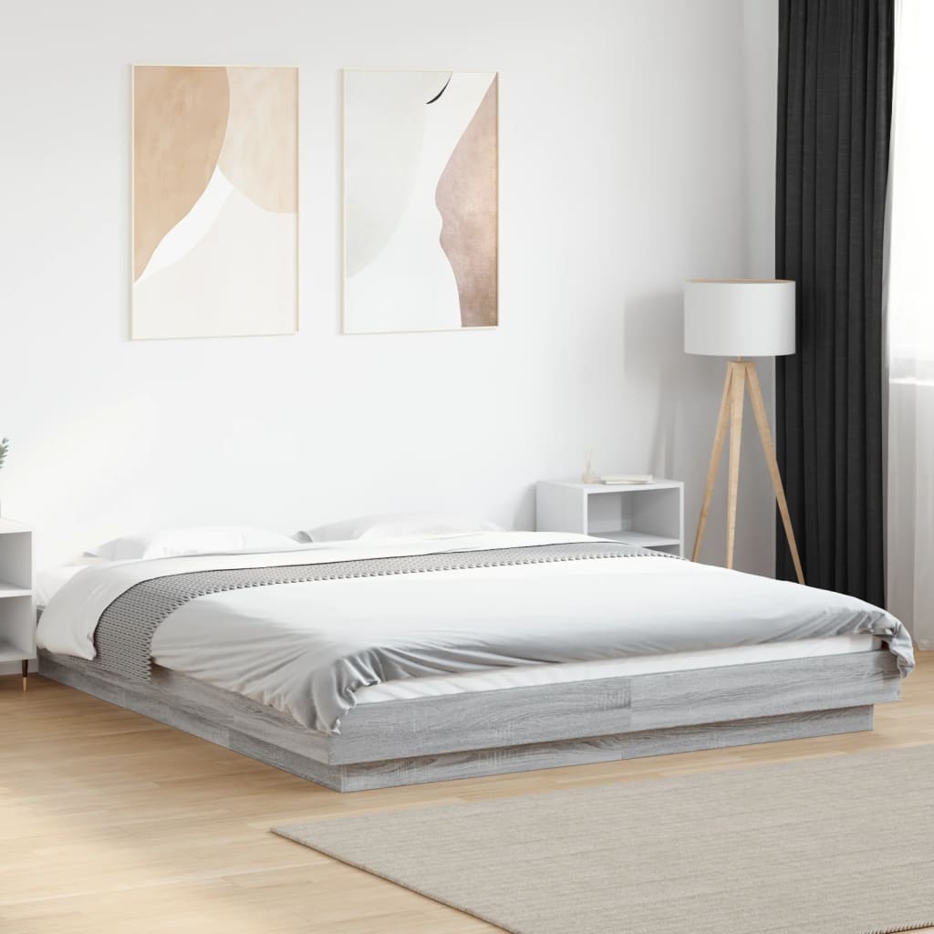 Estructura Cama Con Luces Led Madera