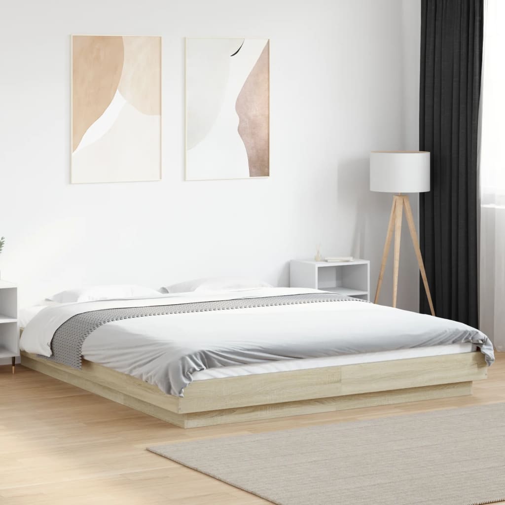 Estructura Cama Con Luces Led Madera