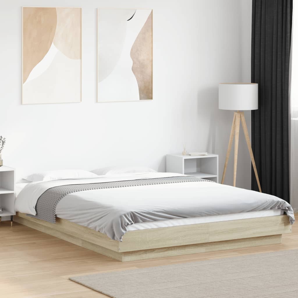 Estructura Cama Con Luces Led Madera