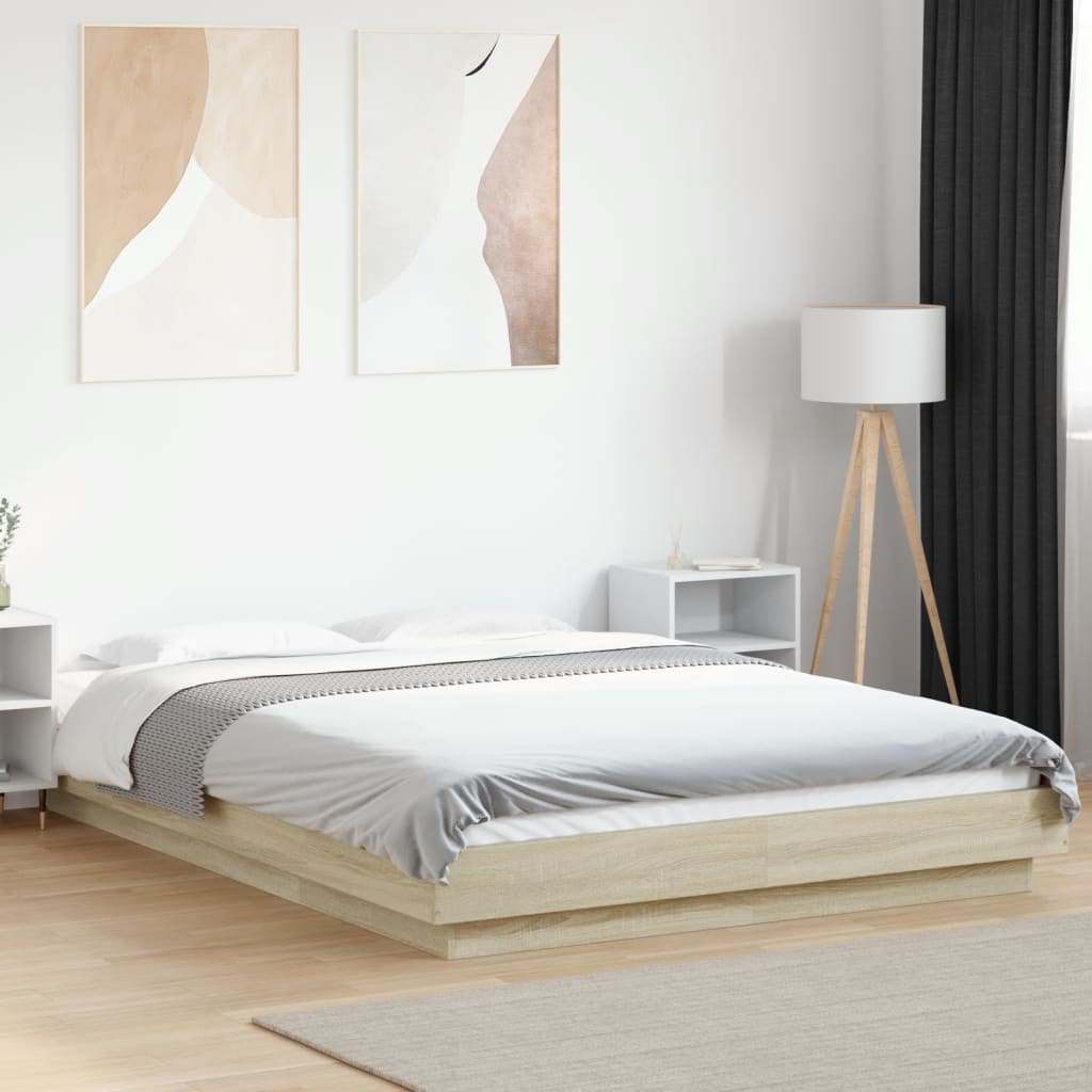 Estructura Cama Con Luces Led Madera
