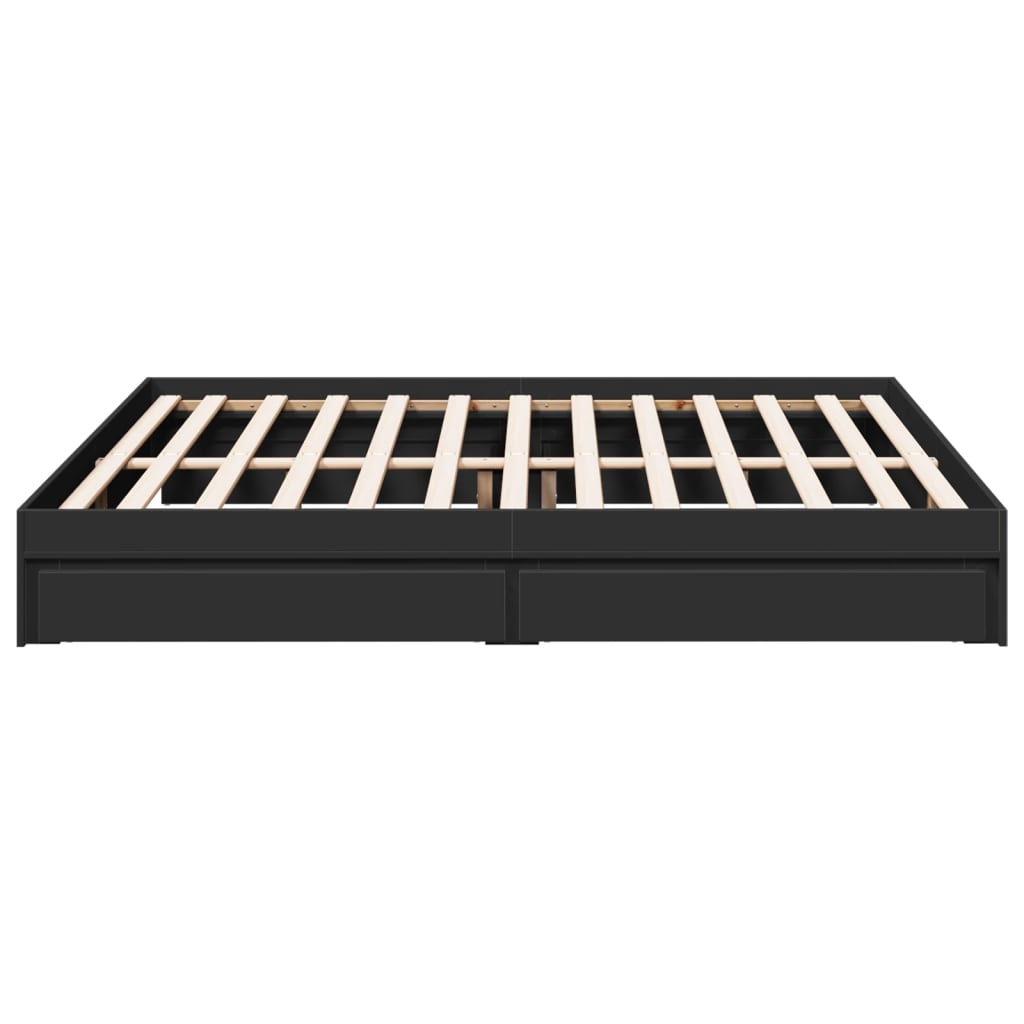 Estructura Cama Con Cajones Madera Ingeniería Negra