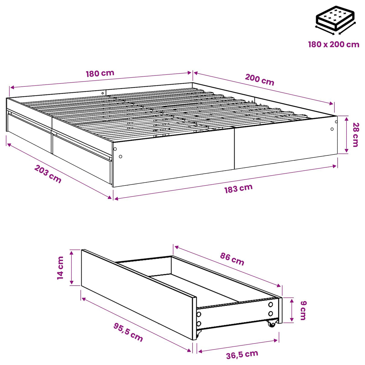 Cama Con Cajones Madera Ingeniería