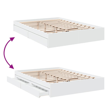 Estructura Cama Con Cajones Madera Ingeniería Blanca