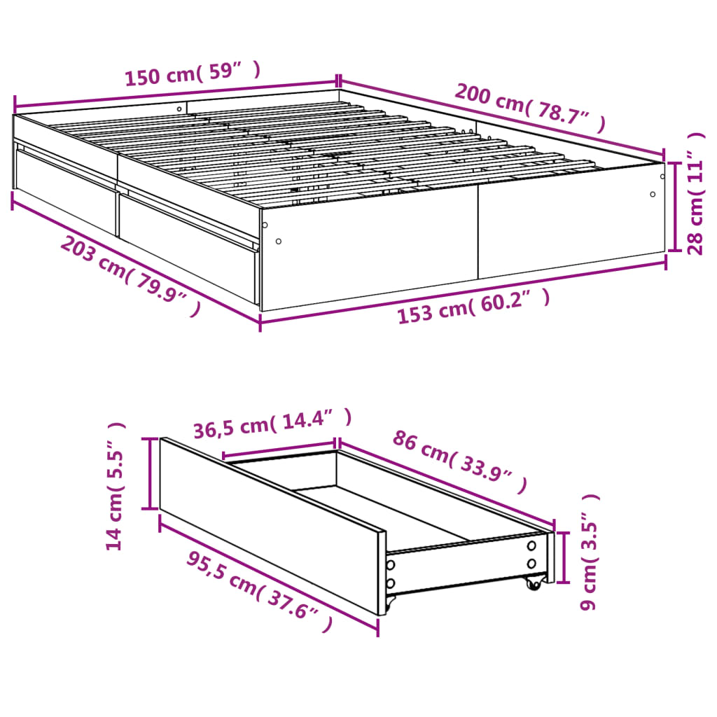 Cama Con Cajones Madera Ingeniería