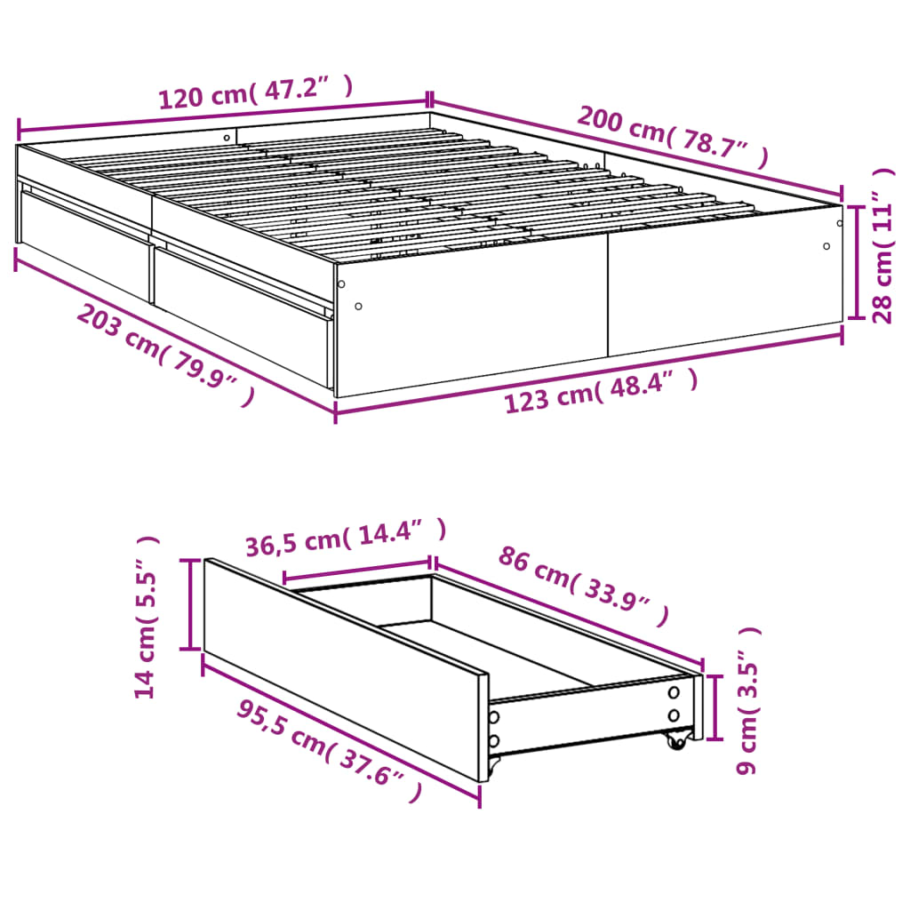 Cama Con Cajones Madera Ingeniería