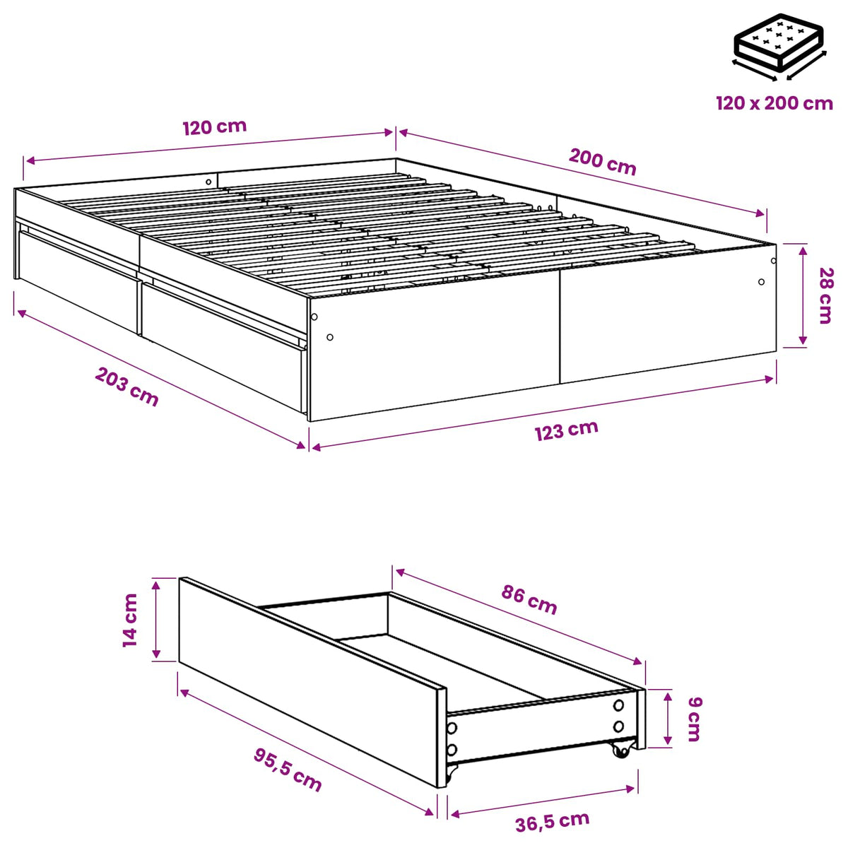 Cama Con Cajones Madera Ingeniería