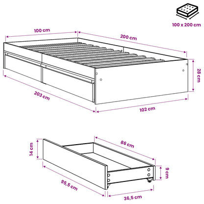 Cama Con Cajones Madera De Ingeniería