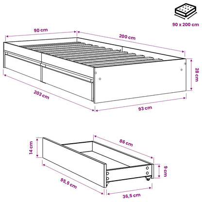 Cama Con Cajones Madera De Ingeniería