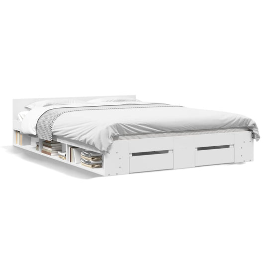 Estructura Cama Con Cajones Madera Ingeniería Blanca