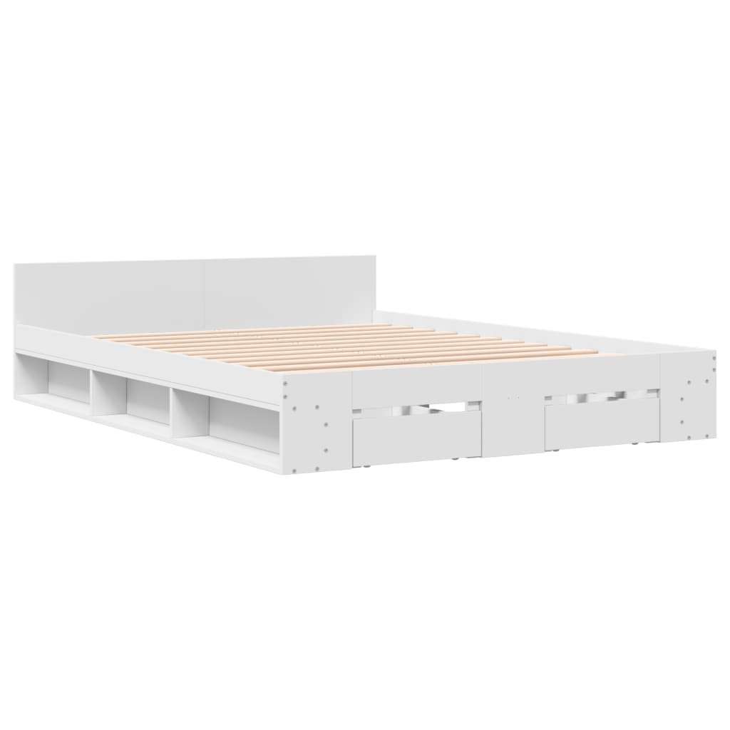 Estructura Cama Con Cajones Madera Ingeniería Blanca