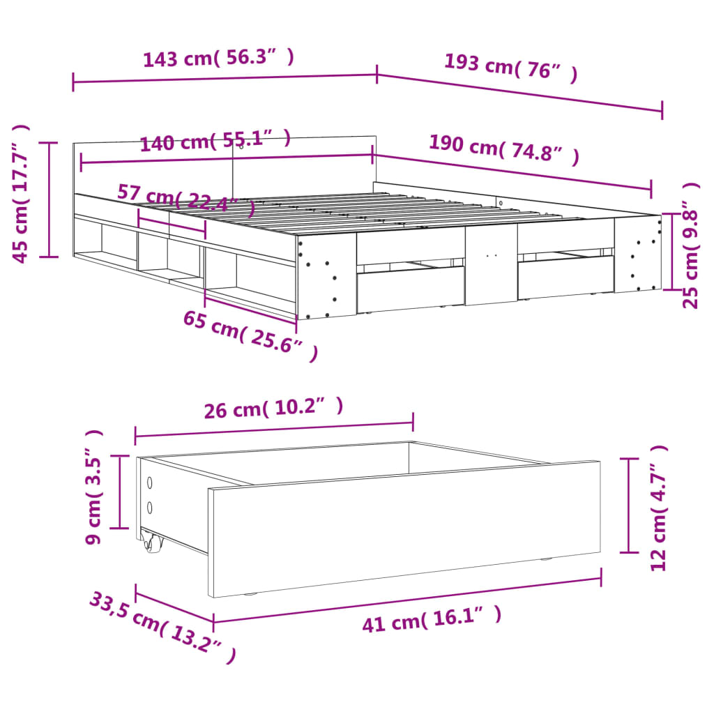 Cama Con Cajones Madera De Ingeniería