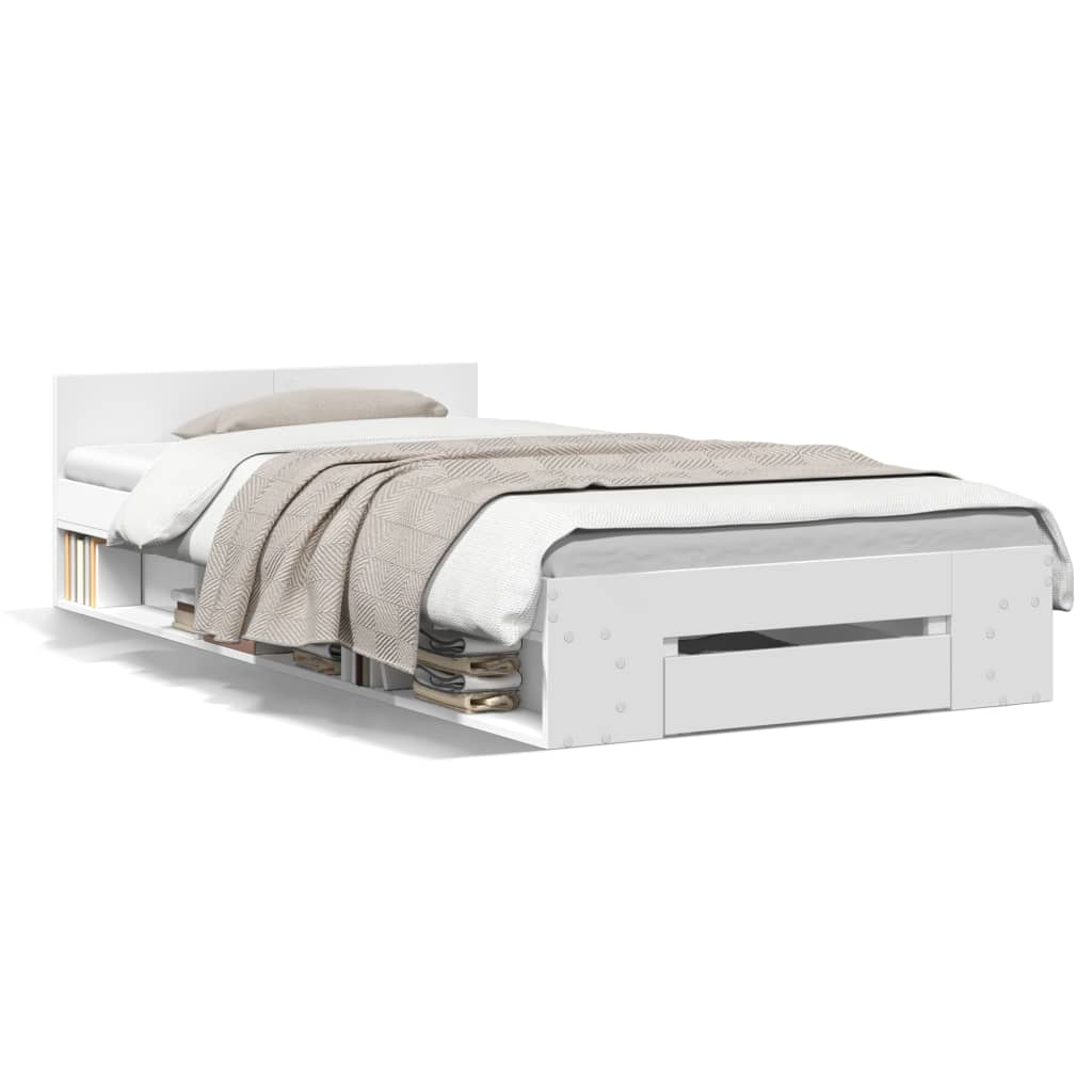 Cama Con Cajón Madera De Ingeniería Blanca