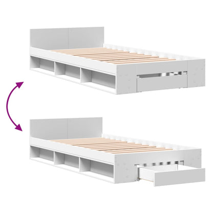 Cama Con Cajón Madera De Ingeniería Blanca