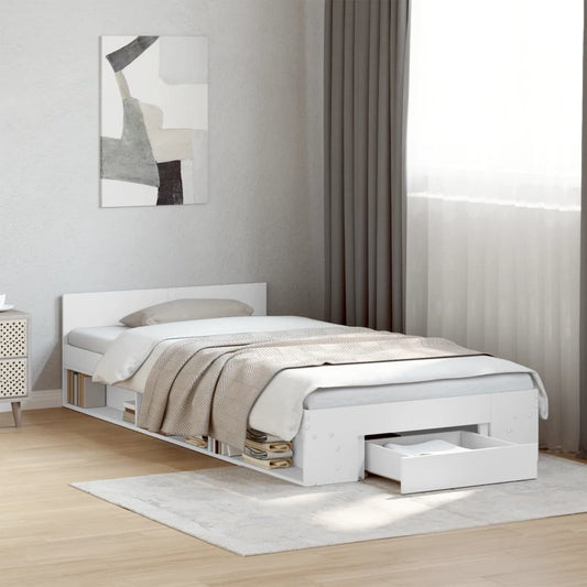 Cama Con Cajón Madera De Ingeniería Blanca