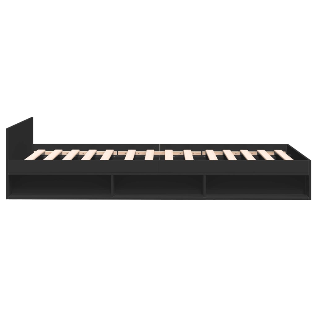Cama Con Cajón Madera De Ingeniería Negra