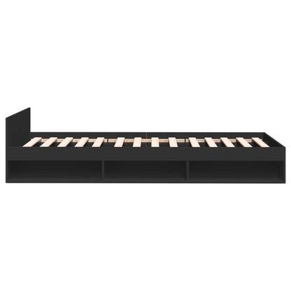 Cama Con Cajón Madera De Ingeniería Negra