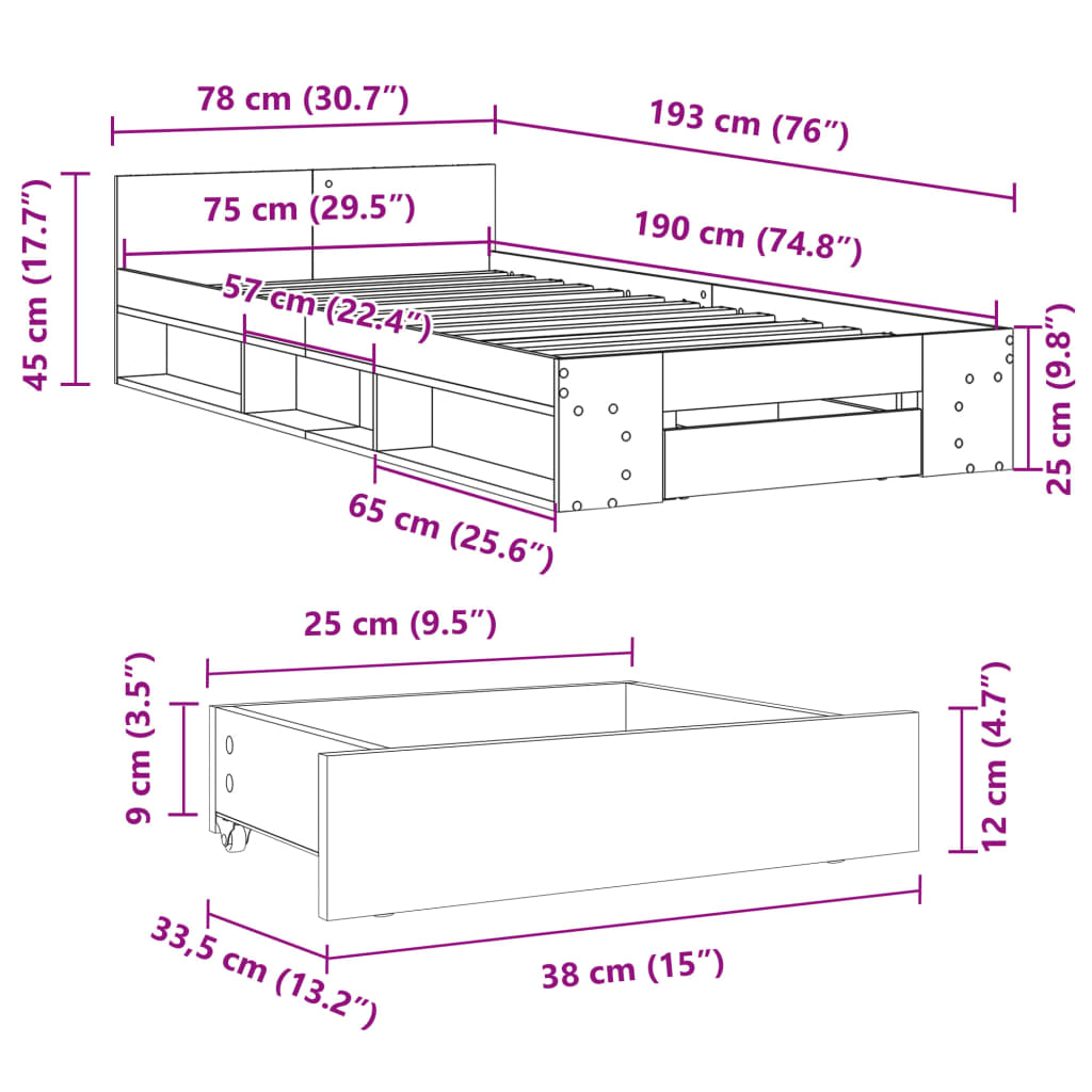 Cama Con Cajón Madera De Ingeniería