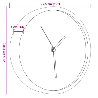 Reloj De Pared Poliestireno Y Cristal Ø25,5 Cm