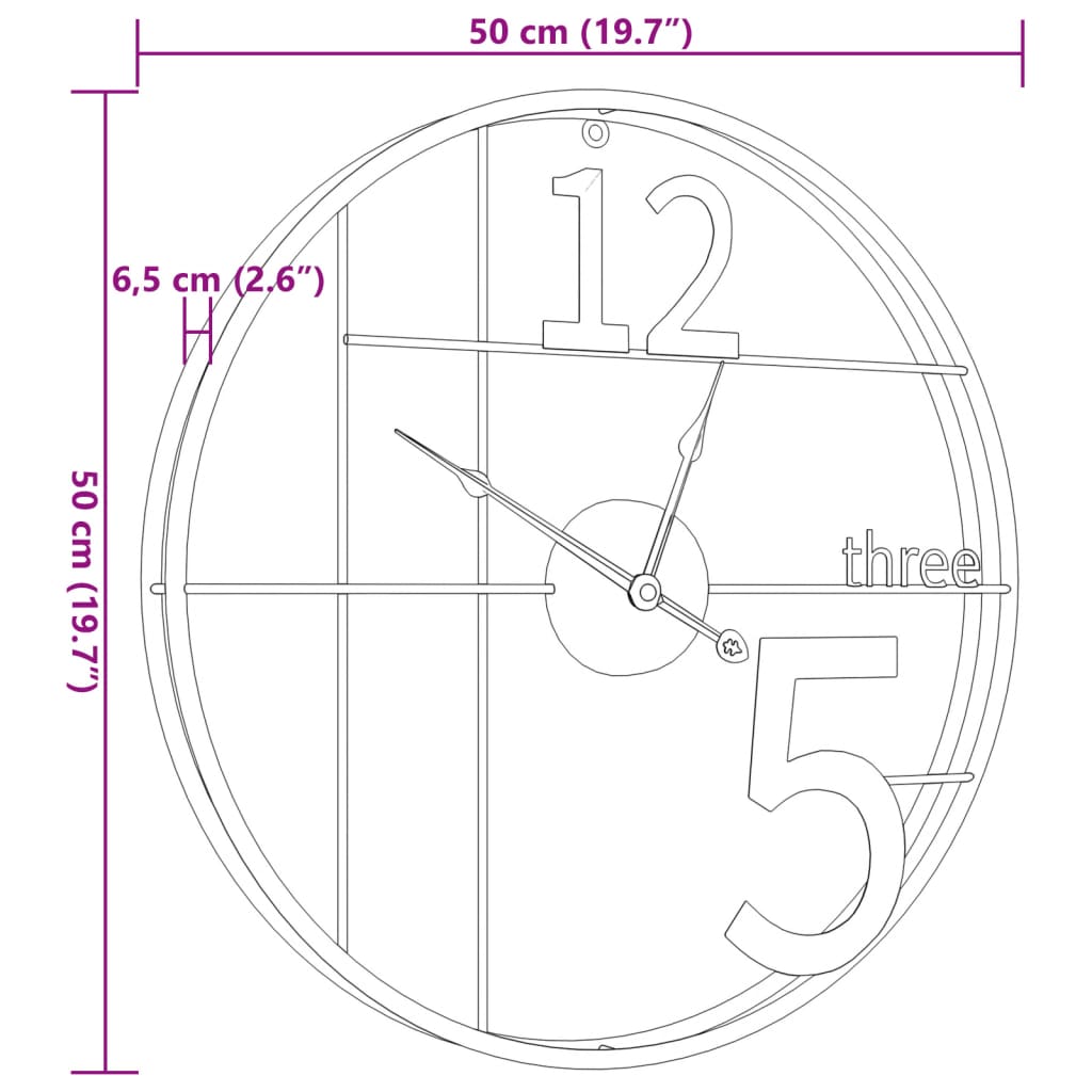 Reloj De Pared De Hierro Ø50 Cm