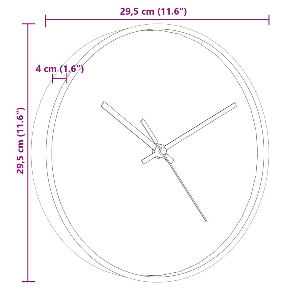 Reloj De Pared Poliestireno Y Cristal Dorado Y Ø29,5 Cm