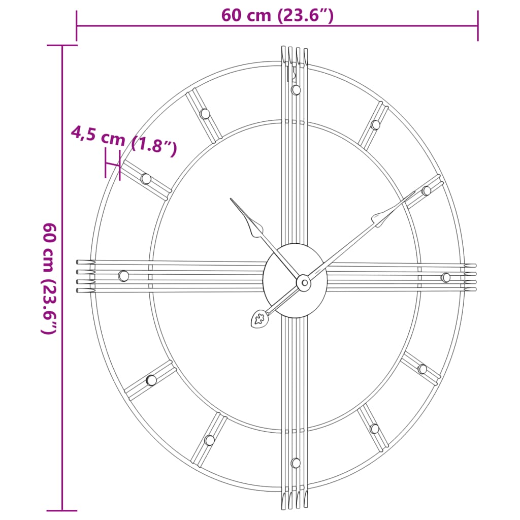 Reloj De Pared De Hierro Negro Ø60 Cm