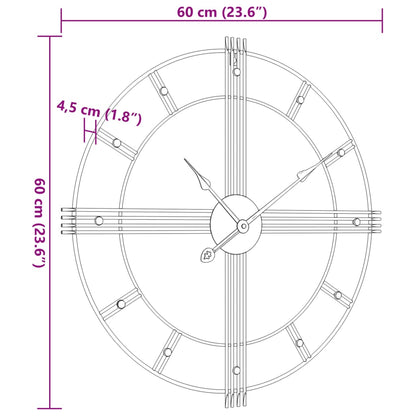 Reloj De Pared De Hierro Negro Ø60 Cm
