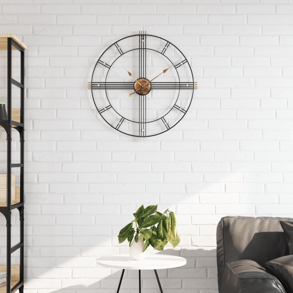 Reloj De Pared De Hierro Negro Ø60 Cm