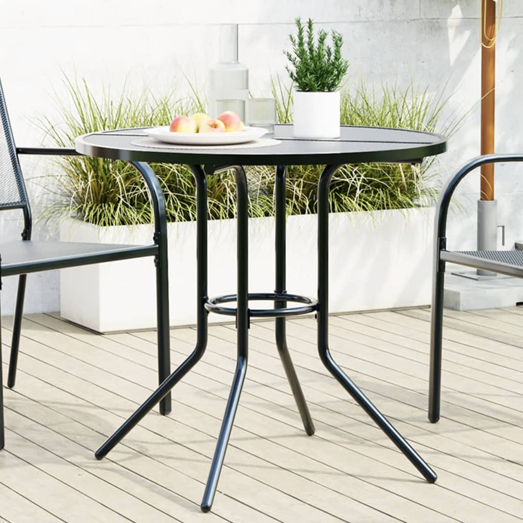 Mesa De Patio Redonda De Acero Gris Antracita Ø110X72,5 Cm