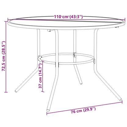Mesa De Patio Redonda De Acero Gris Antracita Ø110X72,5 Cm