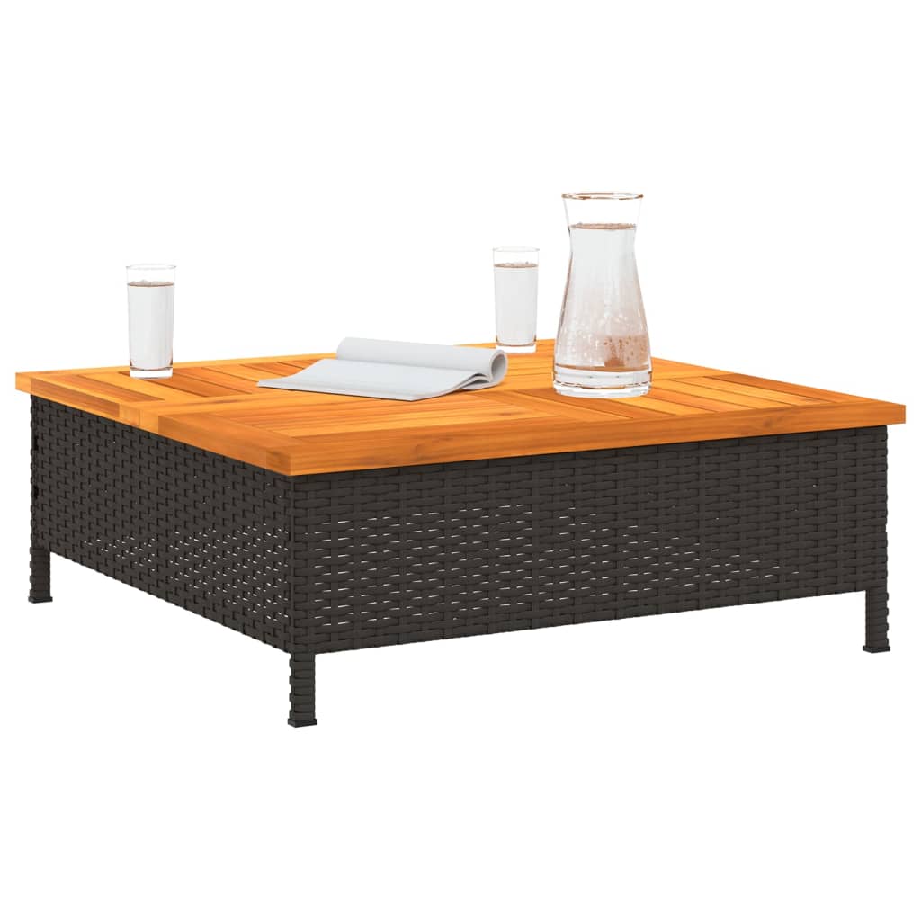 Mesa De Jardín Ratán Y Madera De Acacia 70X70X25 Cm