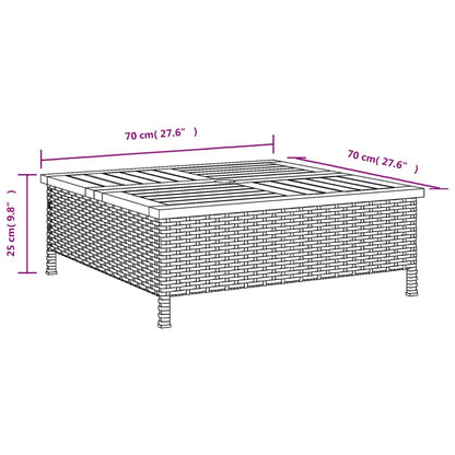 Mesa De Jardín Ratán Y Madera De Acacia 70X70X25 Cm