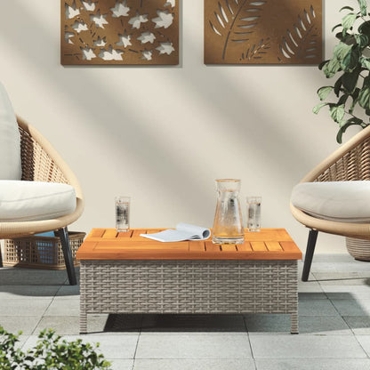 Mesa De Jardín Ratán Y Madera De Acacia 70X70X25 Cm