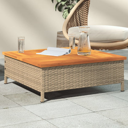 Mesa De Jardín Ratán Y Madera De Acacia 70X70X25 Cm