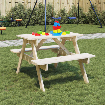 Mesa De Picnic Para 4 Niños Agujero Para Sombrilla Madera Abeto