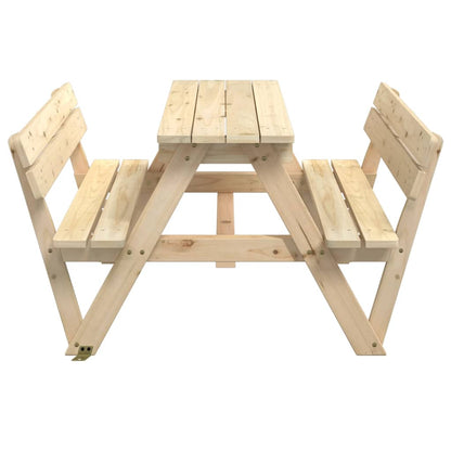 Mesa De Picnic Para 4 Niños Agujero Para Sombrilla Madera Abeto