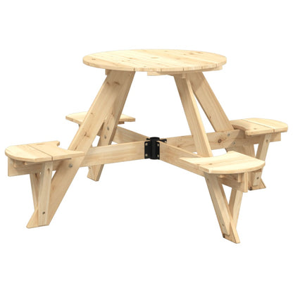 Mesa De Picnic Para 4 Niños Agujero Para Sombrilla Madera Abeto