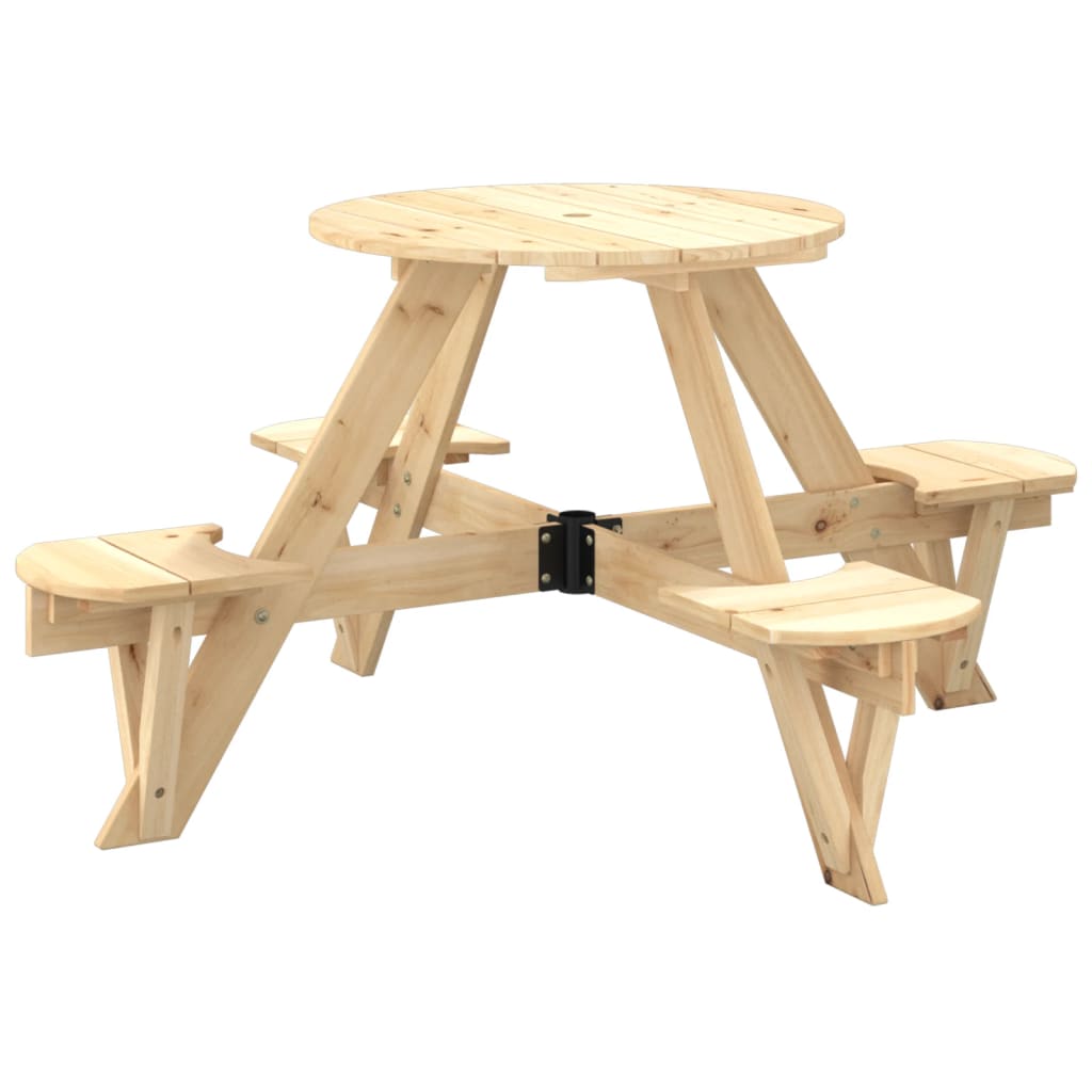 Mesa De Picnic Para 4 Niños Agujero Para Sombrilla Madera Abeto