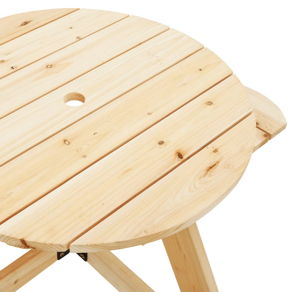 Mesa De Picnic Para 4 Niños Agujero Para Sombrilla Madera Abeto