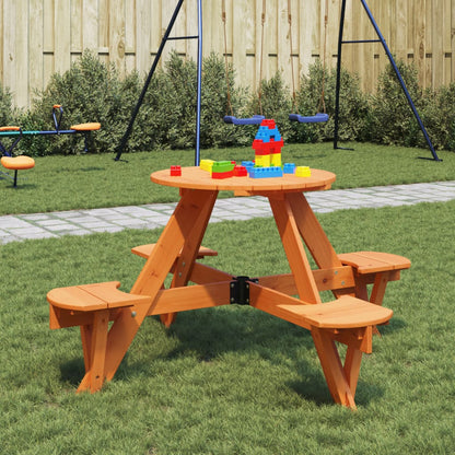 Mesa De Picnic Para 4 Niños Agujero Para Sombrilla Madera Abeto