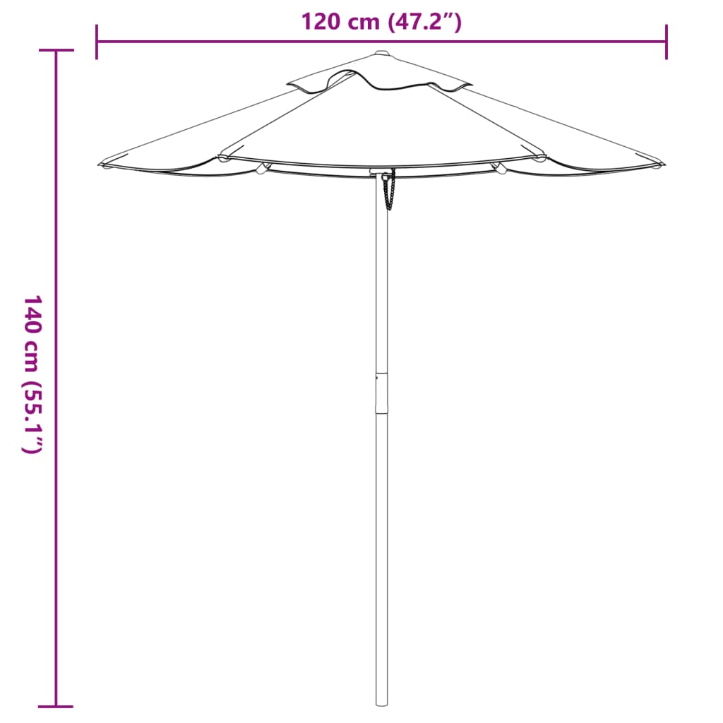 Sombrilla De Jardín Para Niños Con Poste De Madera Ø120X140 Cm