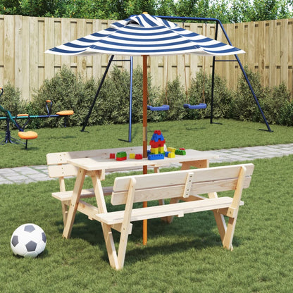 Sombrilla De Jardín Para Niños Con Poste De Madera Ø120X140 Cm