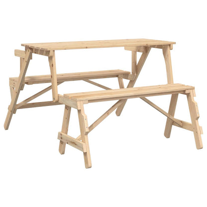Mesa De Picnic Bancos 2 En 1 Convertible Madera Maciza Abeto