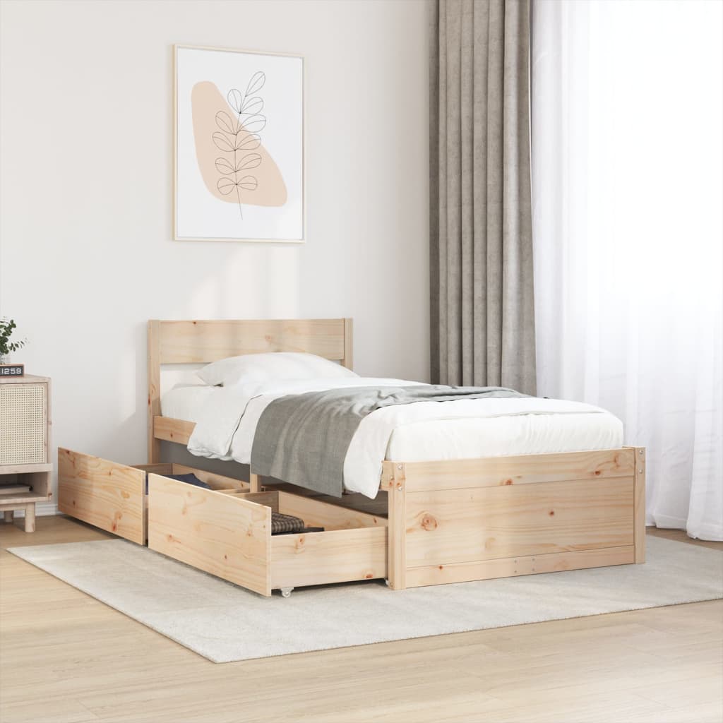 Cama Sin Colchón Madera Maciza De Pino