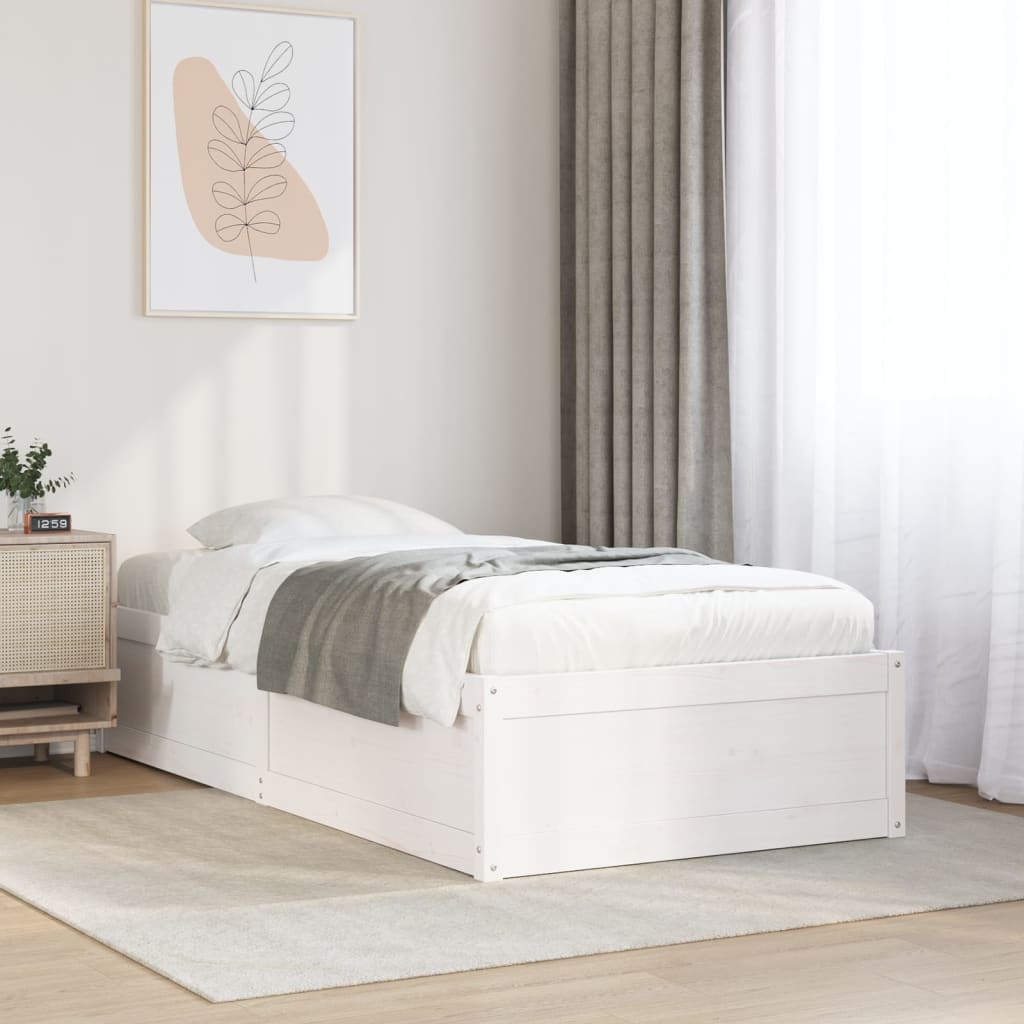 Estructura De Cama Sin Colchón Madera Maciza Marrón