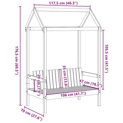 Banco Con Techo Madera Maciza Pino 117,5X70X176,5Cm