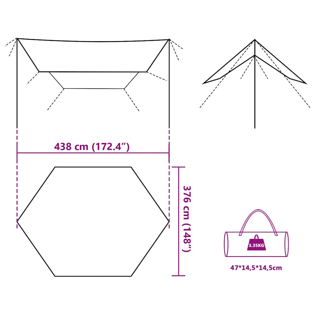 Lona De Camping Impermeable 438X376X212 Cm