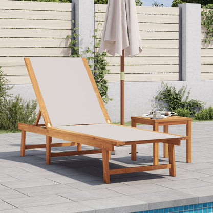 Tumbona Con Mesa Madera Maciza De Acacia Y Textileno