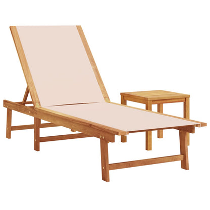 Tumbona Con Mesa Madera Maciza De Acacia Y Textileno