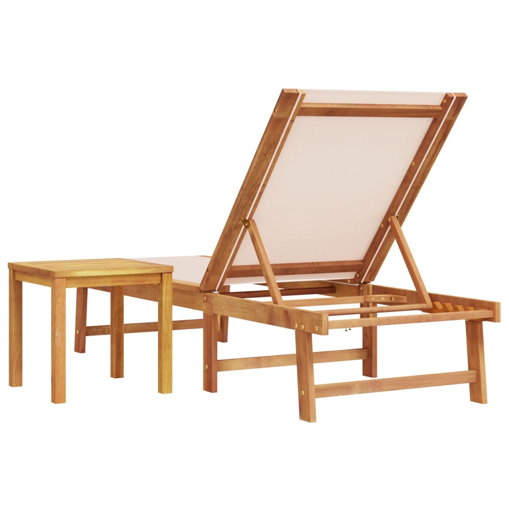 Tumbona Con Mesa Madera Maciza De Acacia Y Textileno