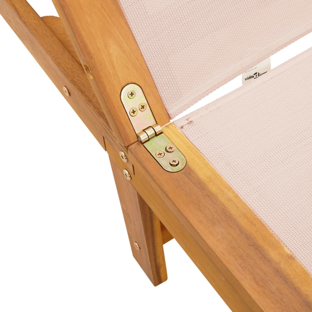 Tumbona Con Mesa Madera Maciza De Acacia Y Textileno